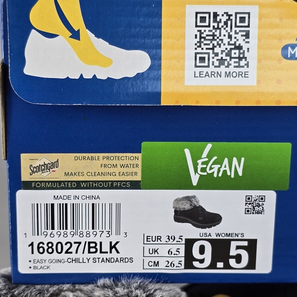 Skechers Vegan Black and Gray Winter Boots with Faux Fur Lining Size 9.5 - Picture 10 of 10